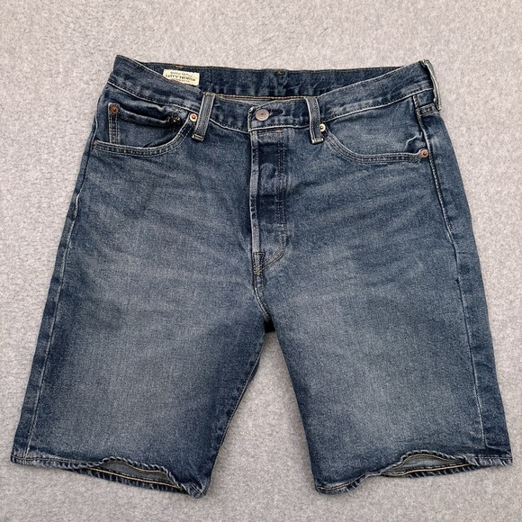 Levi's 501 Premium Big E Denim Jean Shorts Men's 31 Button Fly Blue (Tag33) - Picture 1 of 12